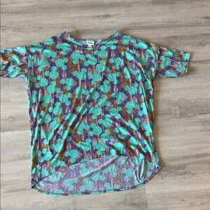 LuLaRoe Teal and Purple Geometric Top